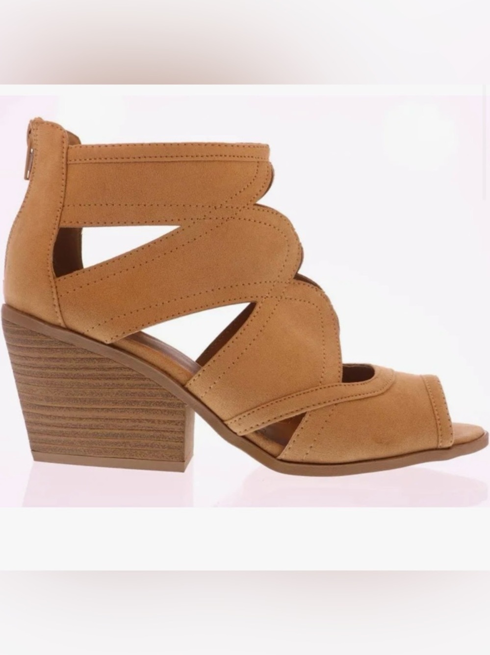 New Qupid DALTON-14
Tan Caged Peep Toe Caged Sandal Boot
Bootie Size 7